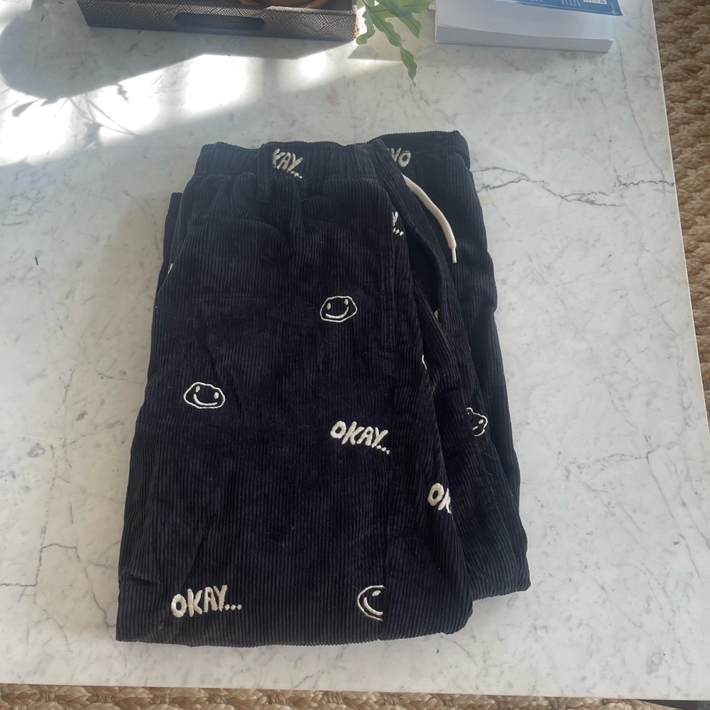 Urban Outfitters  Embroidered Corduroy Smileyface Beach Pant